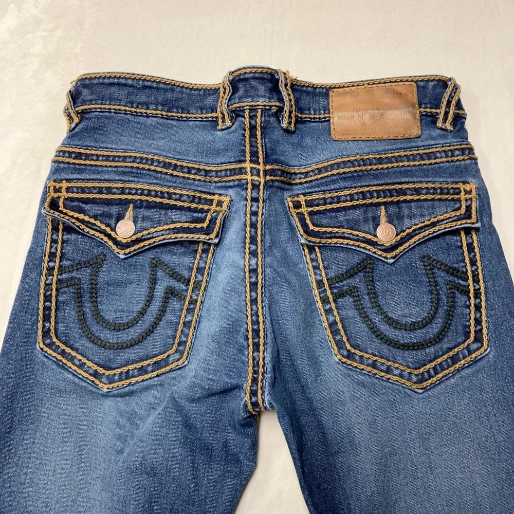 True Religion Rope Stitch Jeans Relaxed Straight Flap Pocket 34 Fit 36x28 USA